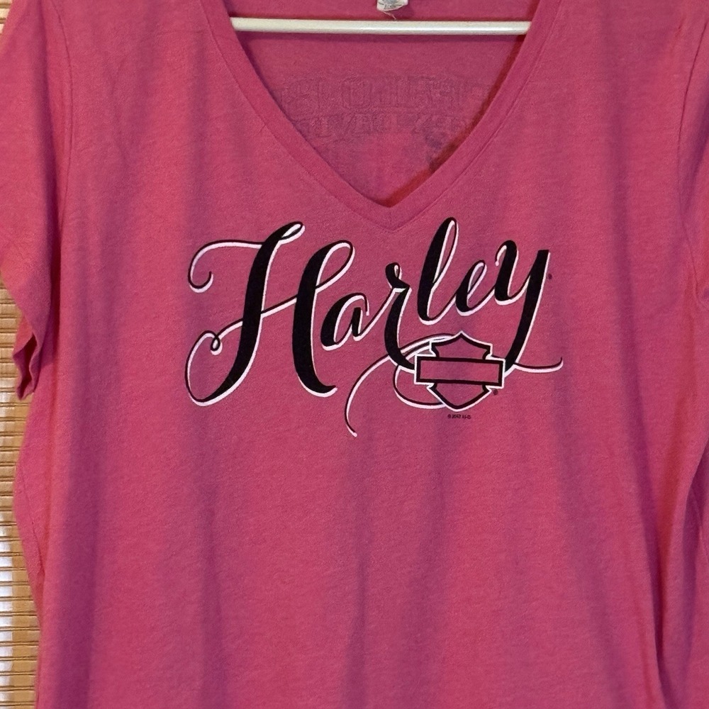 Harley Davison Womens XL Pink T Shirt Buffalo Bill Bikercore Streetwear Festival - Picture 2 of 8